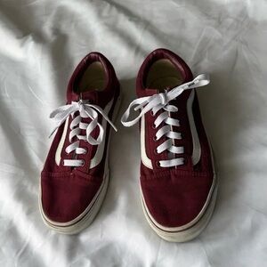 Vans Burgundy and White Women's Sneakers